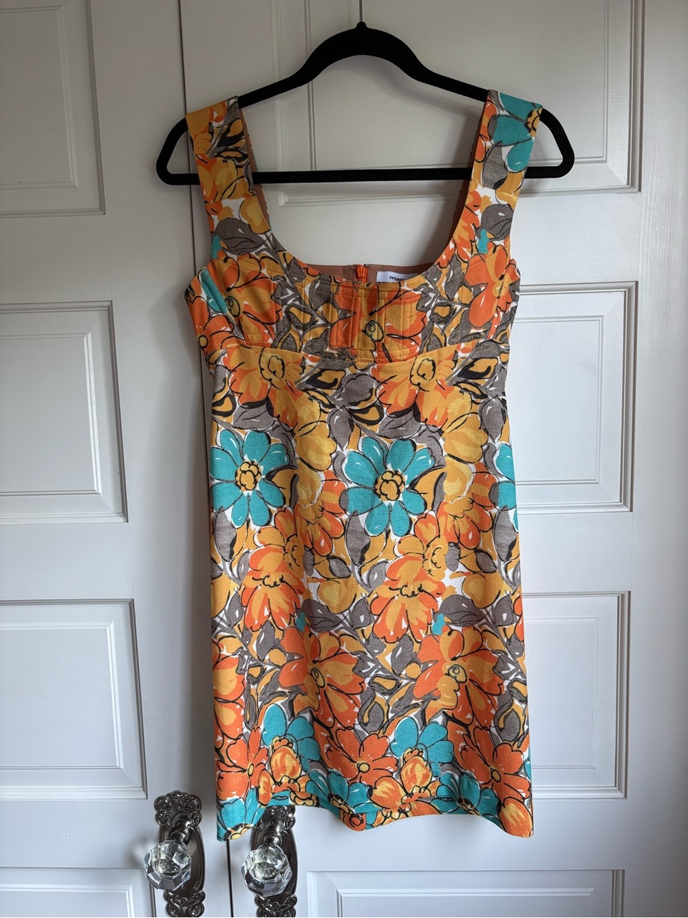Miaou Floral Mini Dress in Orange, Yellow & Teal